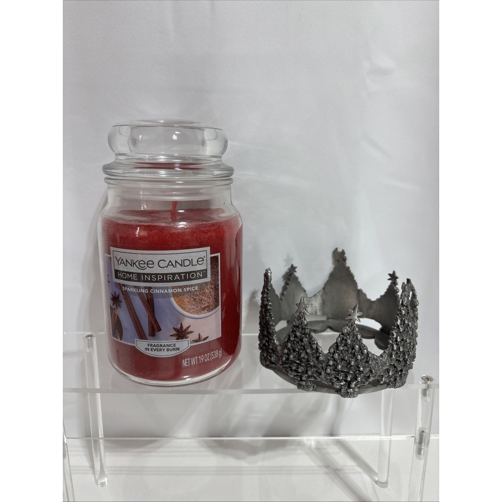 Yankee Candle 19oz Single‎ Wick Large Jar Scented Sparkling Cinnamon W/holder
